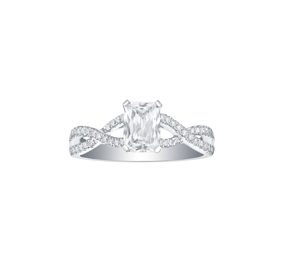 Rings Smiling Rocks | Bridal 1.36Ctw Emerald Solitaire Ring Lab Grown Diamond R-00540Wht White Gold