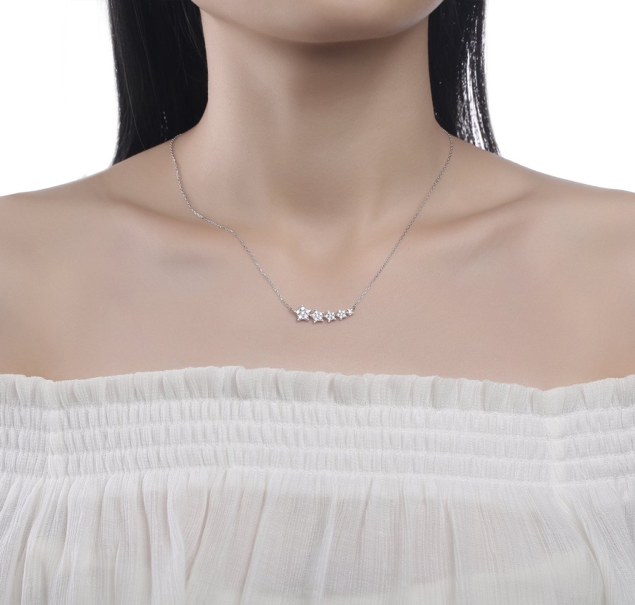 Necklaces Smiling Rocks | Shooting Stars 0.30Ctw Lab Grown Diamonds Necklace Nl-00737Wht White Gold