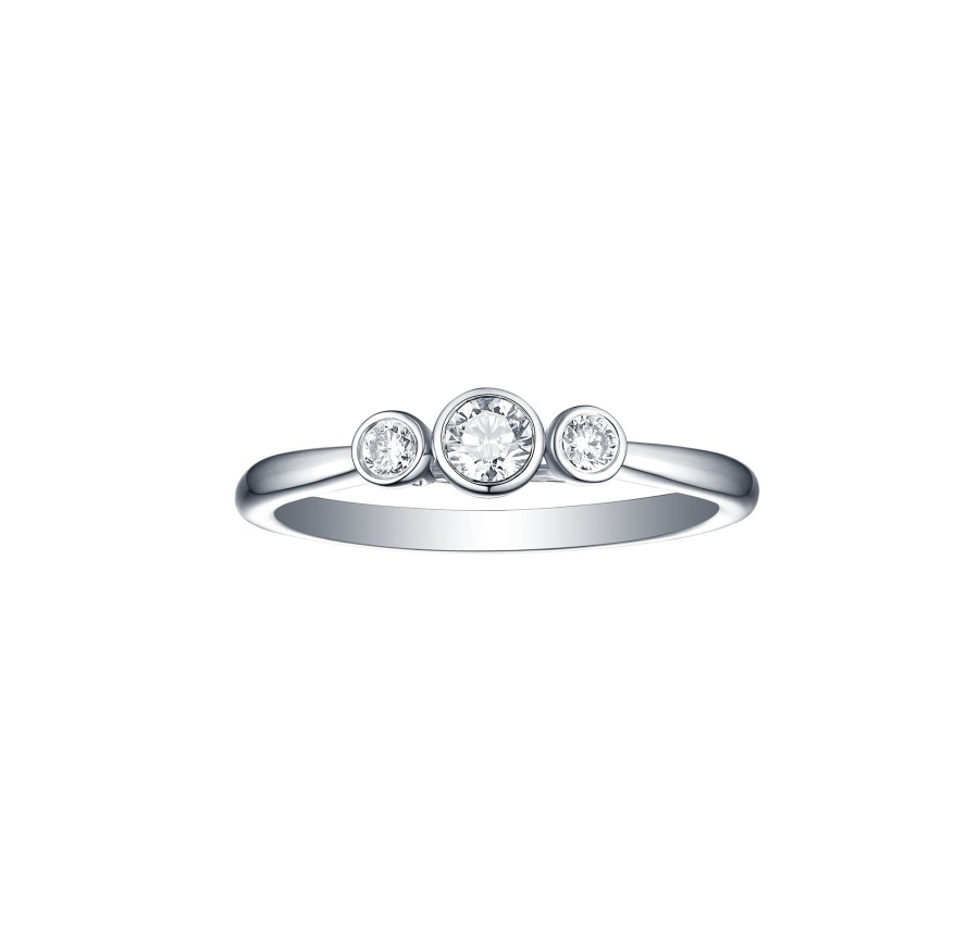 Rings Smiling Rocks | Essentials 0.25Ct Three Stone Bezel Ring R-00037Wht