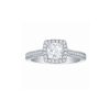 Rings Smiling Rocks | Bridal 1.52Ctw Cushion Halo Ring Lab Grown Diamond R-00544Wht White Gold