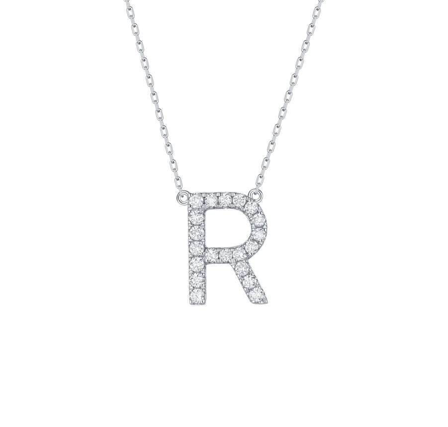 Necklaces Smiling Rocks | My Type 0.27Ct "R" Lab Grown Diamond Necklace Nl-00163Wht