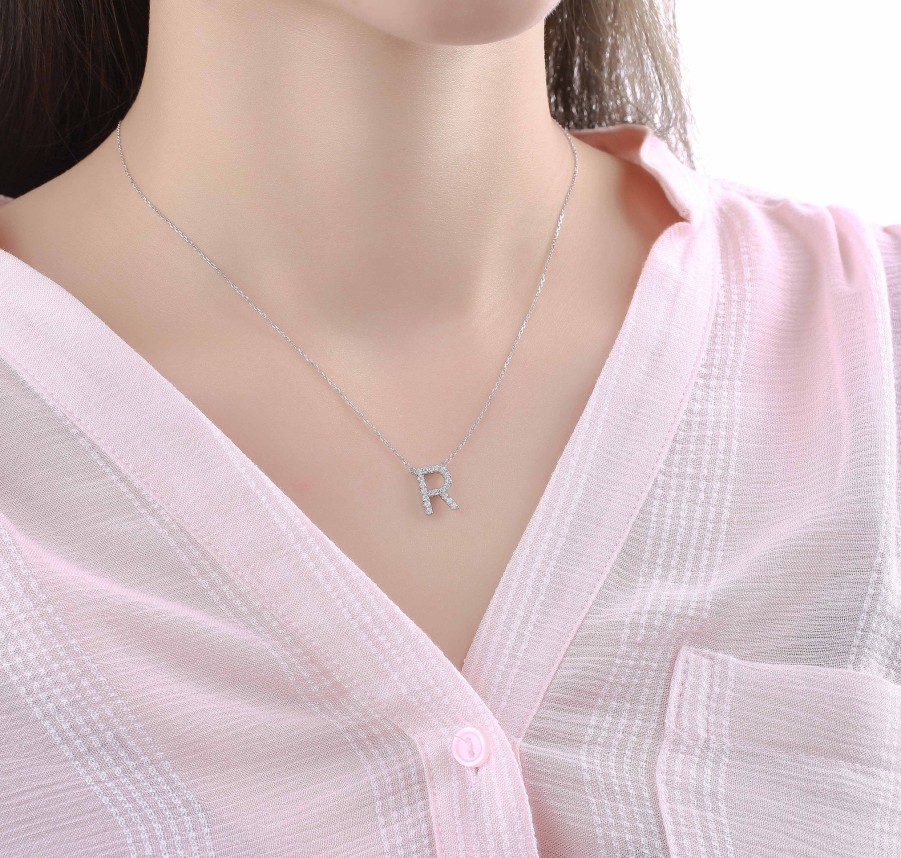 Necklaces Smiling Rocks | My Type 0.27Ct "R" Lab Grown Diamond Necklace Nl-00163Wht