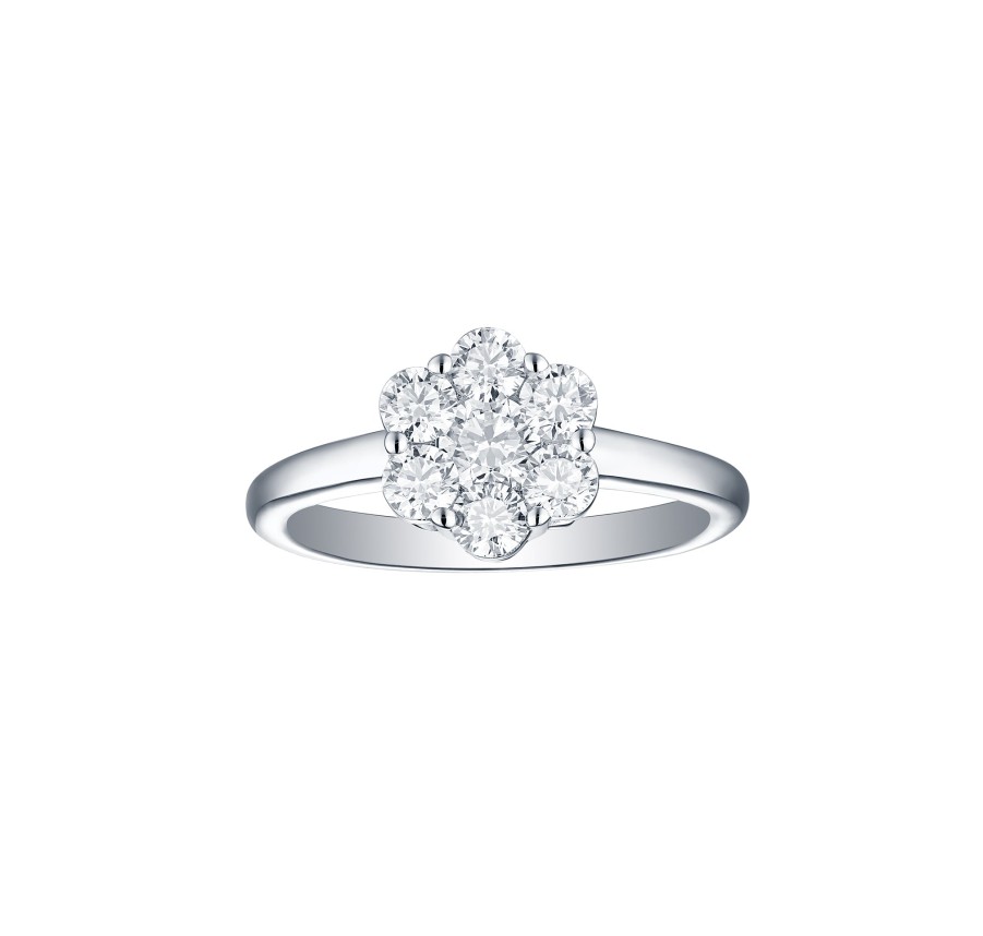 Rings Smiling Rocks | Essentials 1.03Ct Cluster Flower Ring R-00081Wht