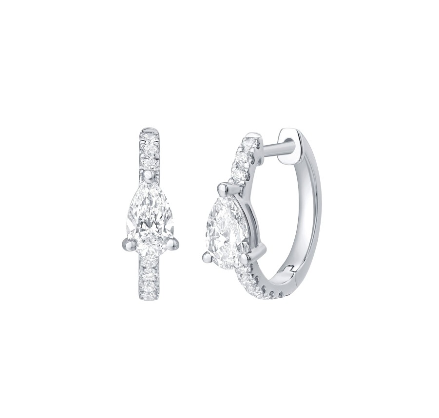 Earrings Smiling Rocks | Lab Grown Diamond 0.84Ct Pear Mini Hoop Earrings