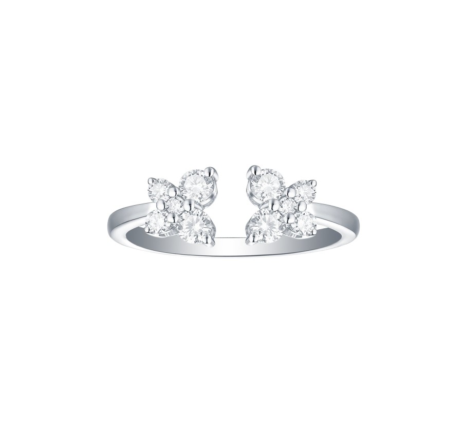 Rings Smiling Rocks | Essentials 0.51Ct Open Flowers Ring R-00294Wht