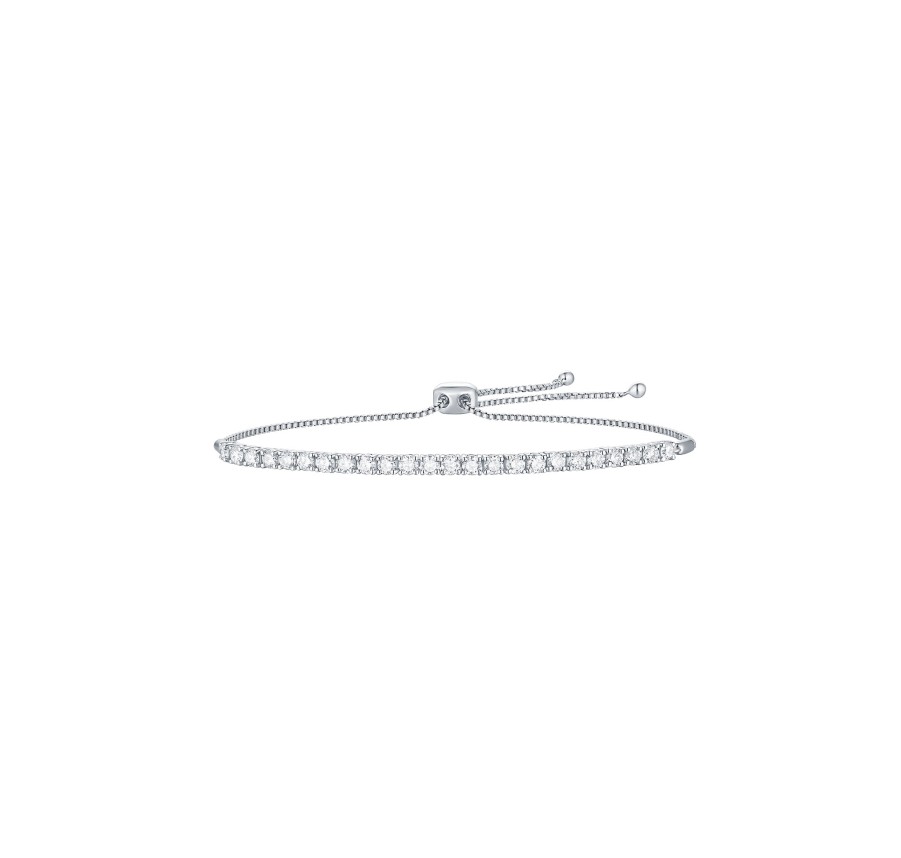 Bracelets Smiling Rocks | Essentials 1.62Ct Linear Bolo Bracelet Bl-00140Wht