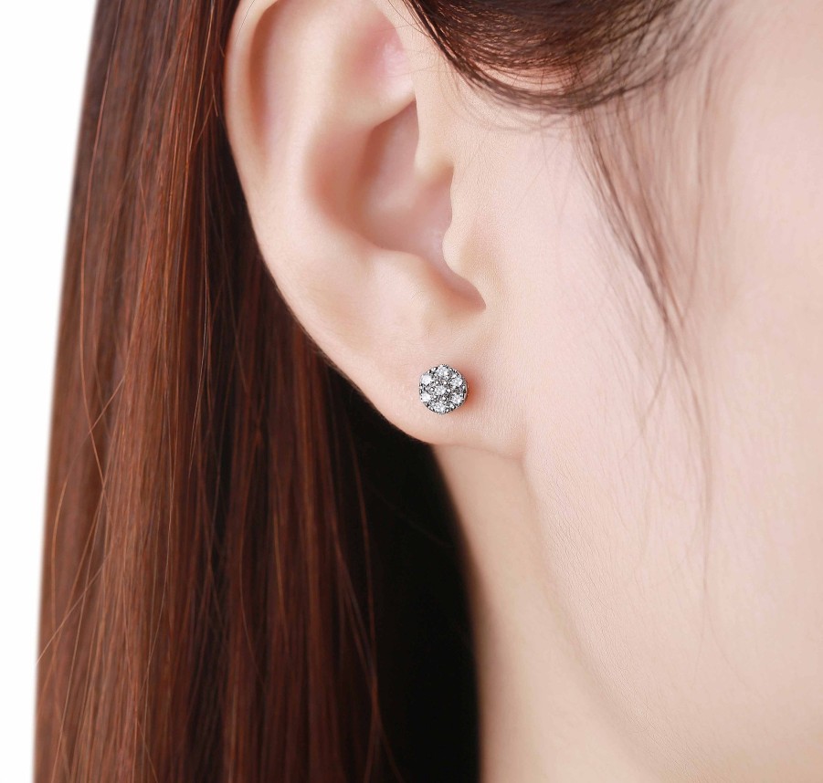 Earrings Smiling Rocks | Essentials 0.26Ct Sparkling Clusters Earrings E-00132Wht