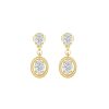 Earrings Smiling Rocks | Lab Grown 1.00Ctw Oval Drop Diamond Frame Earrings E-03745Wht Yellow Gold