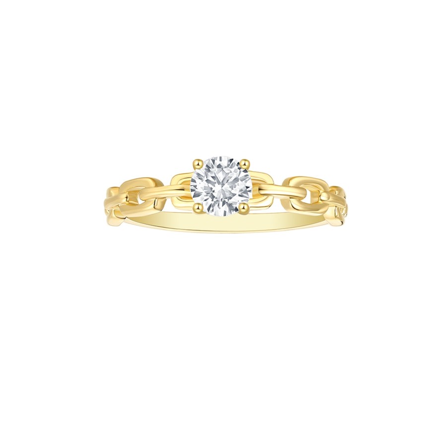 Rings Smiling Rocks | Lab Grown Diamond Round Solitaire Linking Chain Ring