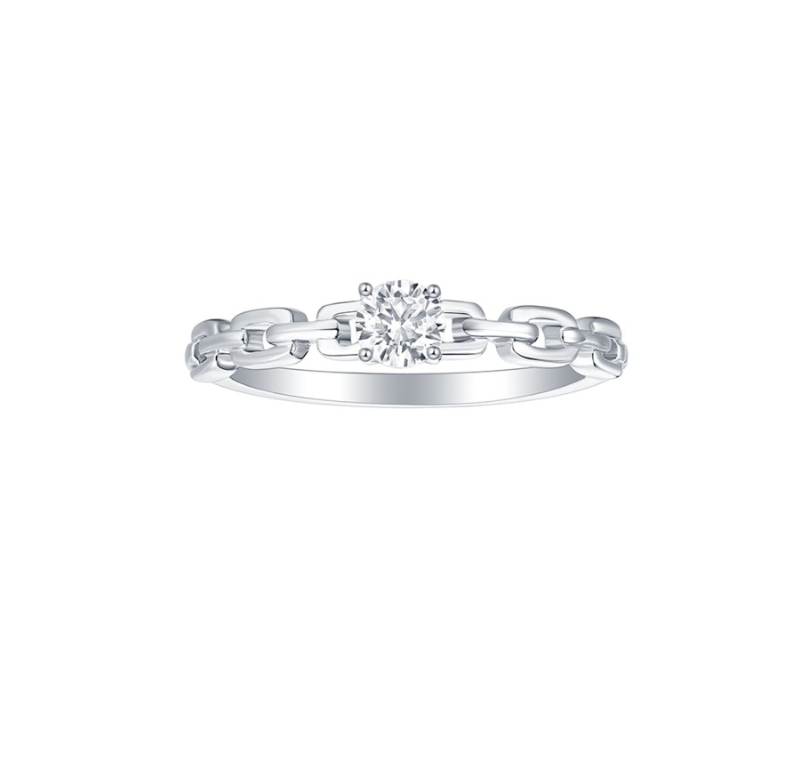 Rings Smiling Rocks | Lab Grown Diamond Round Solitaire Linking Chain Ring