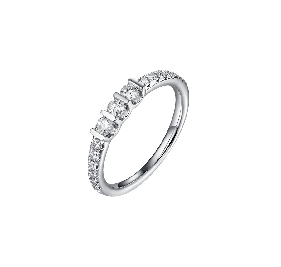 Rings Smiling Rocks | Essentials 0.48Ct Three Stone Stackable Band R-00260Wht