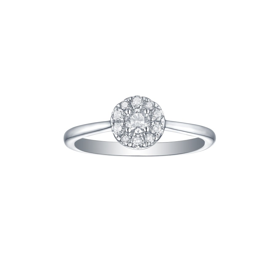 Rings Smiling Rocks | Engagement 0.30Ct Halo Ring R-00058Wht