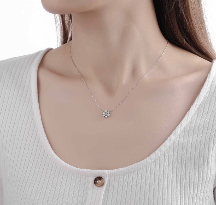 Necklaces Smiling Rocks | Essentials 0.50Ct Petite Necklace Nl-00308Wht