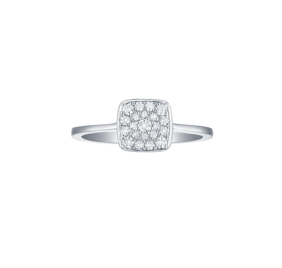 Rings Smiling Rocks | Cushion 0.20Ctw Petite Lab Grown Diamond Ring R-00743Wht White Gold