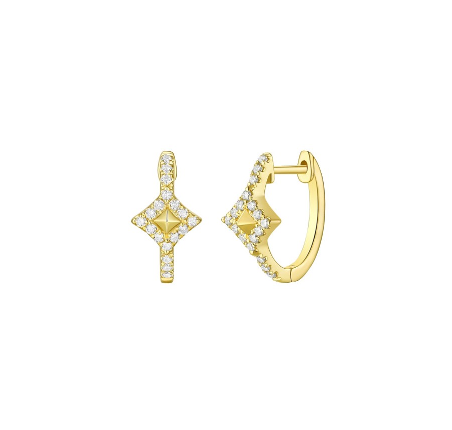 Earrings Smiling Rocks | Smiling Light 0.30Ctw Lab Grown Diamond Earrings E-00703Wht Yellow Gold