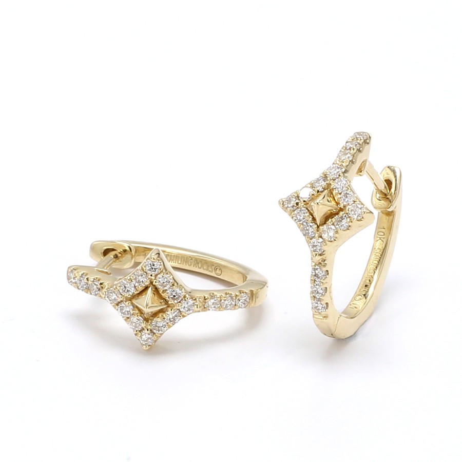 Earrings Smiling Rocks | Smiling Light 0.30Ctw Lab Grown Diamond Earrings E-00703Wht Yellow Gold