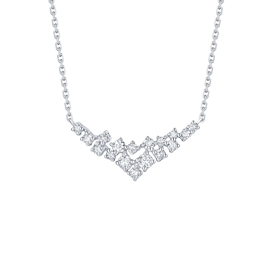 Necklaces Smiling Rocks | Drizzle 0.27Ct Lab Grown Diamond Necklace Nl-00370Wht