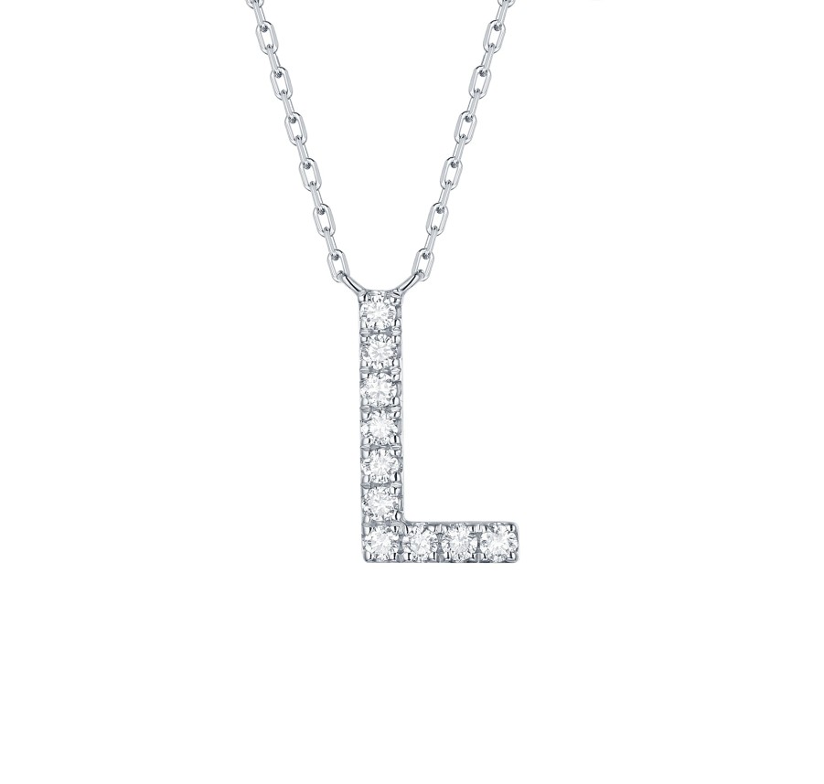 Necklaces Smiling Rocks | My Type 0.15Ct "L" Lab Grown Diamond Necklace Nl-00157Wht