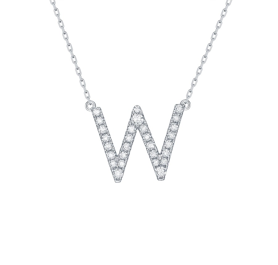 Necklaces Smiling Rocks | My Type 0.28Ct "W" Lab Grown Diamond Necklace Nl-00168Wht