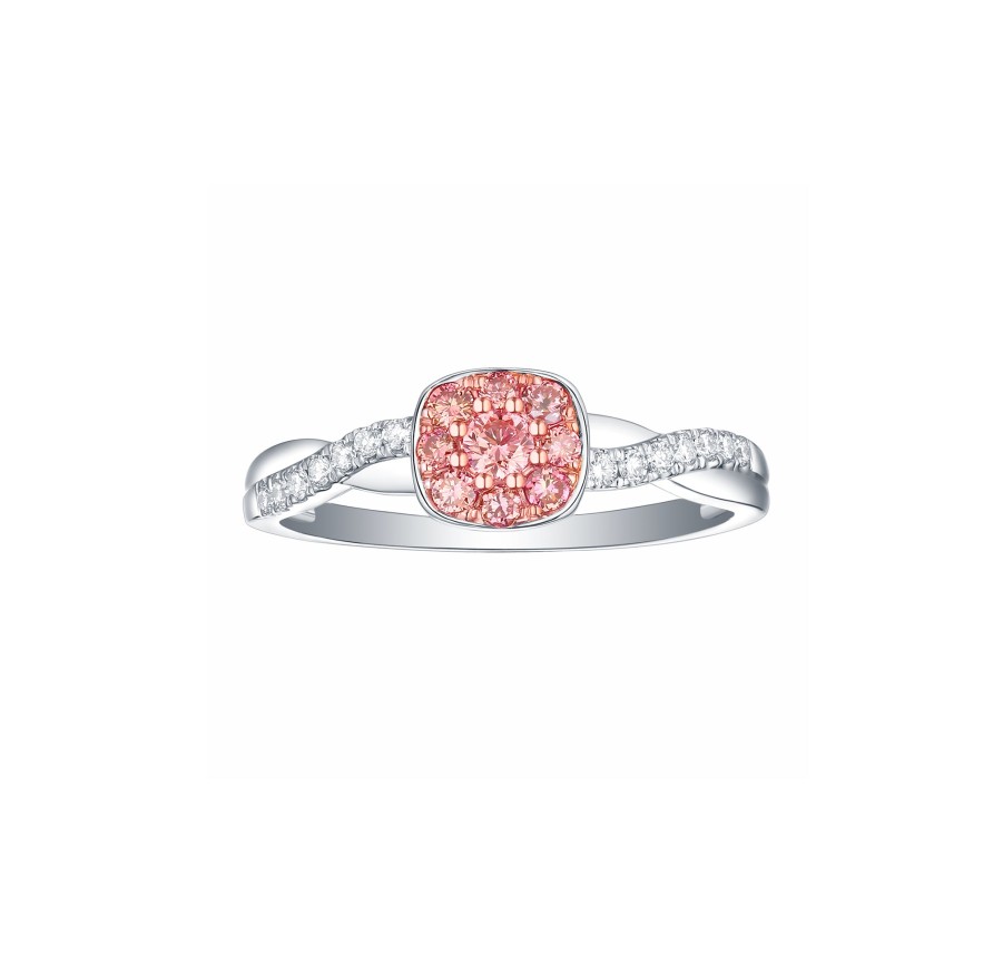 Rings Smiling Rocks | Souffle Pink 0.33Ctw Lab Grown Diamond Ring R-00505Pnk White Gold