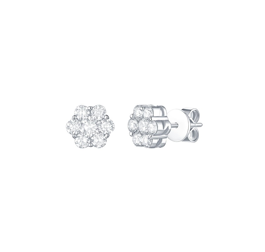 Earrings Smiling Rocks | Essentials 1Ct Cluster Flower Ring E-00117Wht