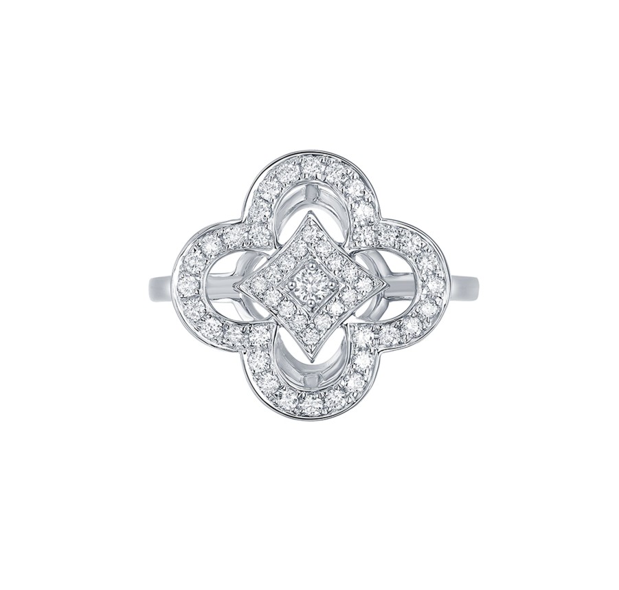 Rings Smiling Rocks | Lab Grown Diamond 0.44Ctw Round Floral Ring R-01943Wht