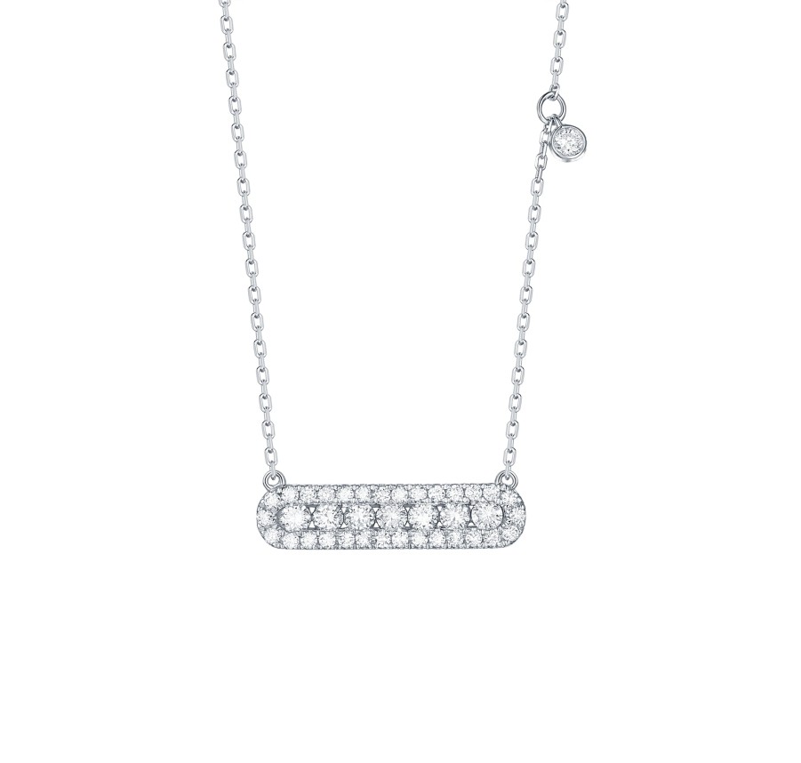 Necklaces Smiling Rocks | Essentials 0.58Ct Horizontal Bar Necklace Nl-00258Wht