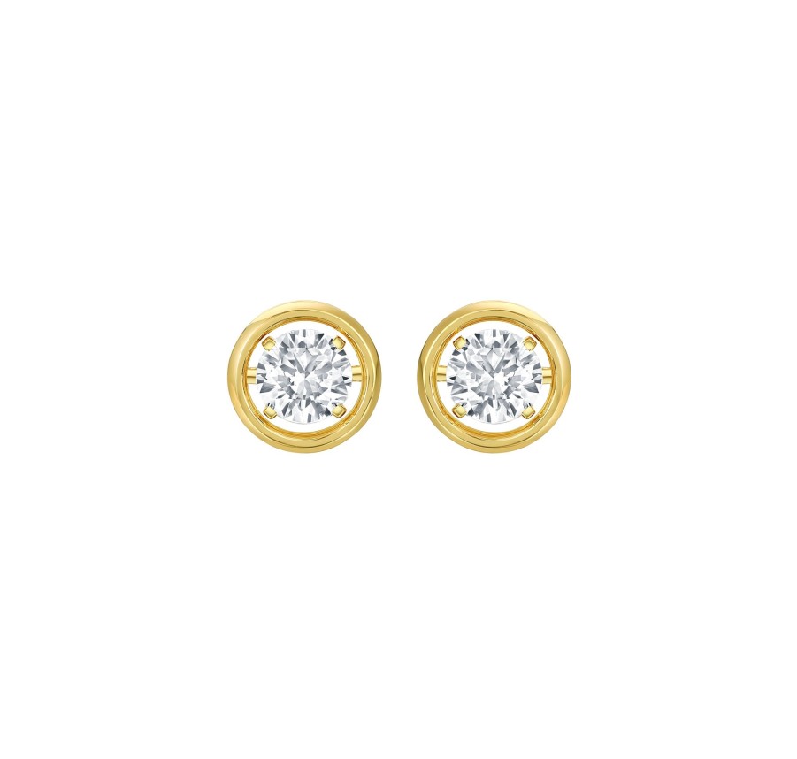 Earrings Smiling Rocks | Lab Grown 2.10Ctw Solitaire Stud Frame Earrings E-03735Wht Yellow Gold