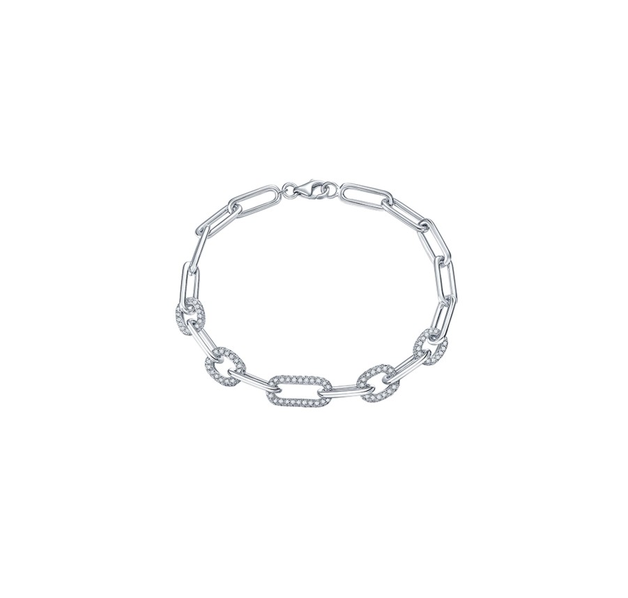 Bracelets Smiling Rocks | Lab Grown Diamond 1.97Ctw Chain Linking Bracelet Bl-01993Wht