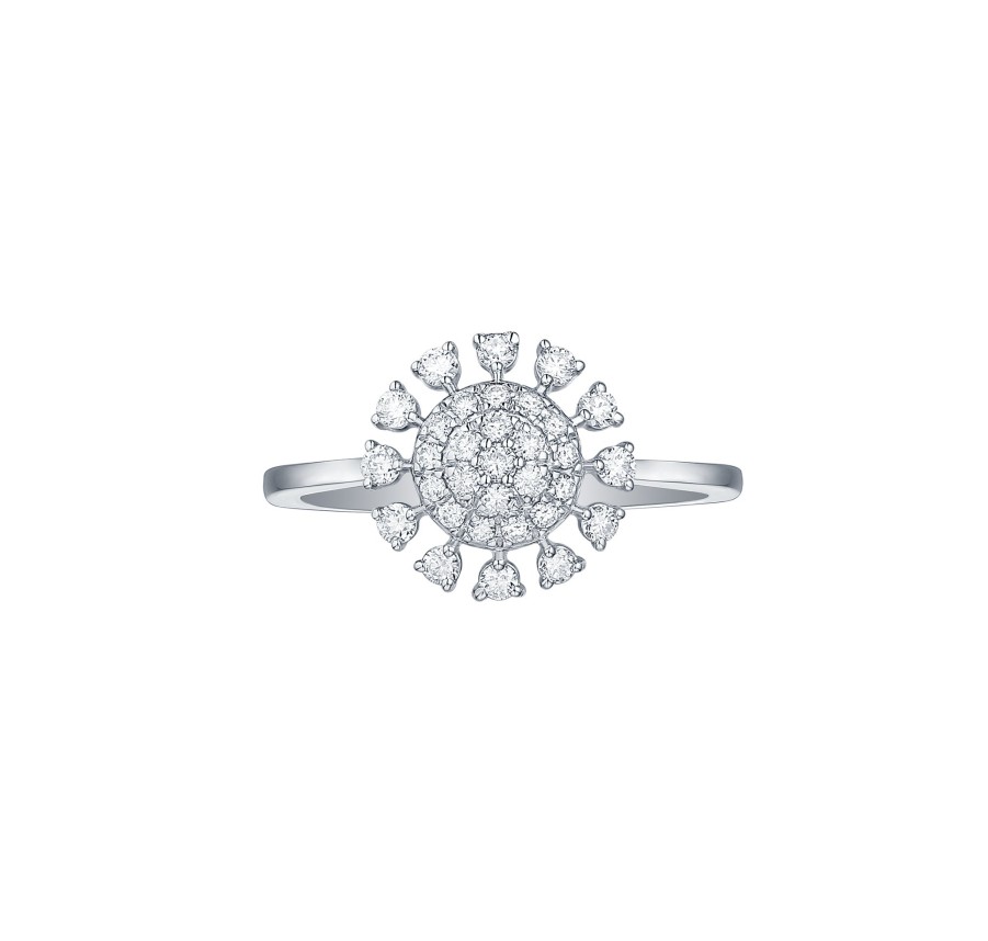 Rings Smiling Rocks | Petite Sun 0.29Ctw Lab Grown Diamond Ring R-00734Wht White Gold