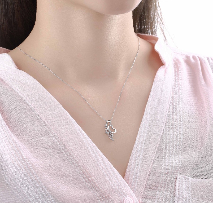 Necklaces Smiling Rocks | Drizzle 0.22Ct Lab Grown Diamond Necklace Nl-00369Wht