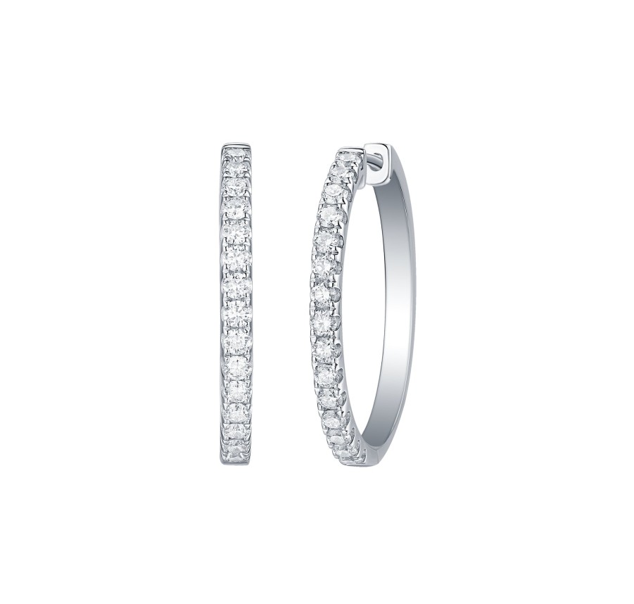 Earrings Smiling Rocks | Essentials 1Ct Classic Diamond Hoops E-00109Wht