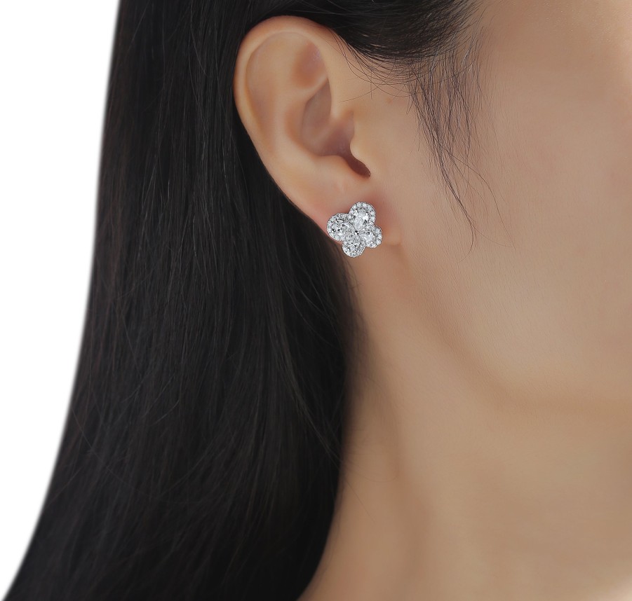 Earrings Smiling Rocks | Lab Grown Diamond Pear Floral Stud Earrings