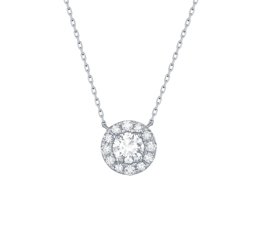 Necklaces Smiling Rocks | Essentials 0.71Ct Halo Necklace Nl-00092Wht