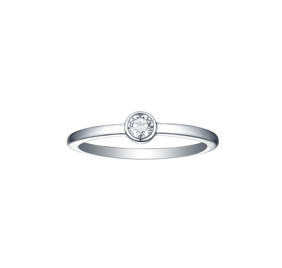 Rings Smiling Rocks | Essentials 0.14Ct Solitaire Bezel Ring R-00053Wht