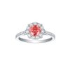 Rings Smiling Rocks | Souffle Pink 1.15Ctw Halo With Diamond Shank Ring R-00467Pnk White Gold