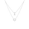 Necklaces Smiling Rocks | Double Layered 0.29Ctw Lab Grown Diamonds Love Necklace Nl-00683Wht White Gold