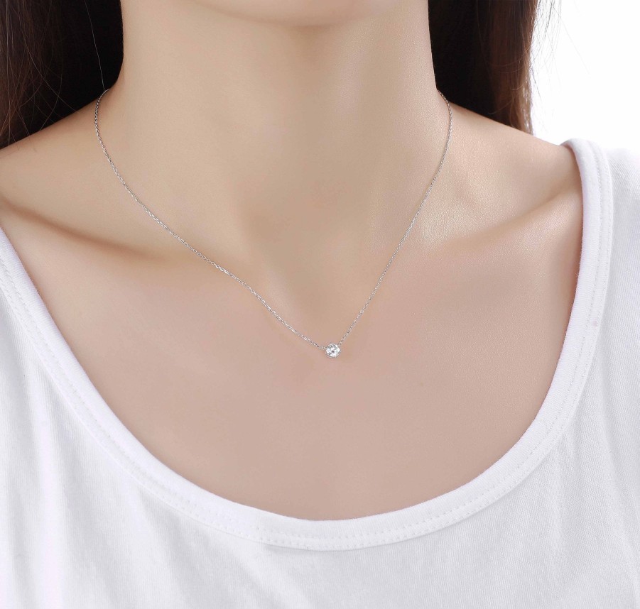 Necklaces Smiling Rocks | Essentials 0.25Ct Solitaire Necklace Nl-00094Wht