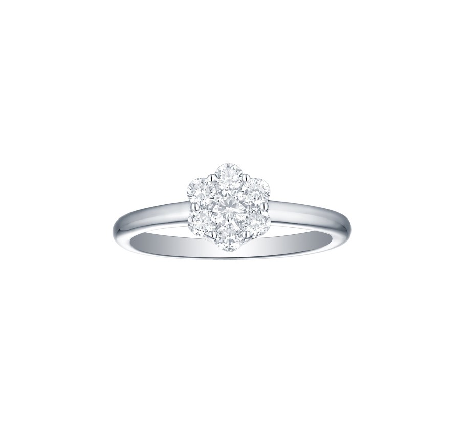 Rings Smiling Rocks | Essentials 0.76Ct Cluster Flower Ring R-00080Wht