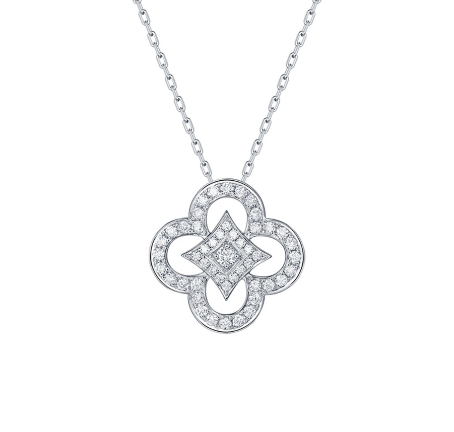 Necklaces Smiling Rocks | Lab Grown Diamond 0.44Ctw Floral Pendant P-01944Wht