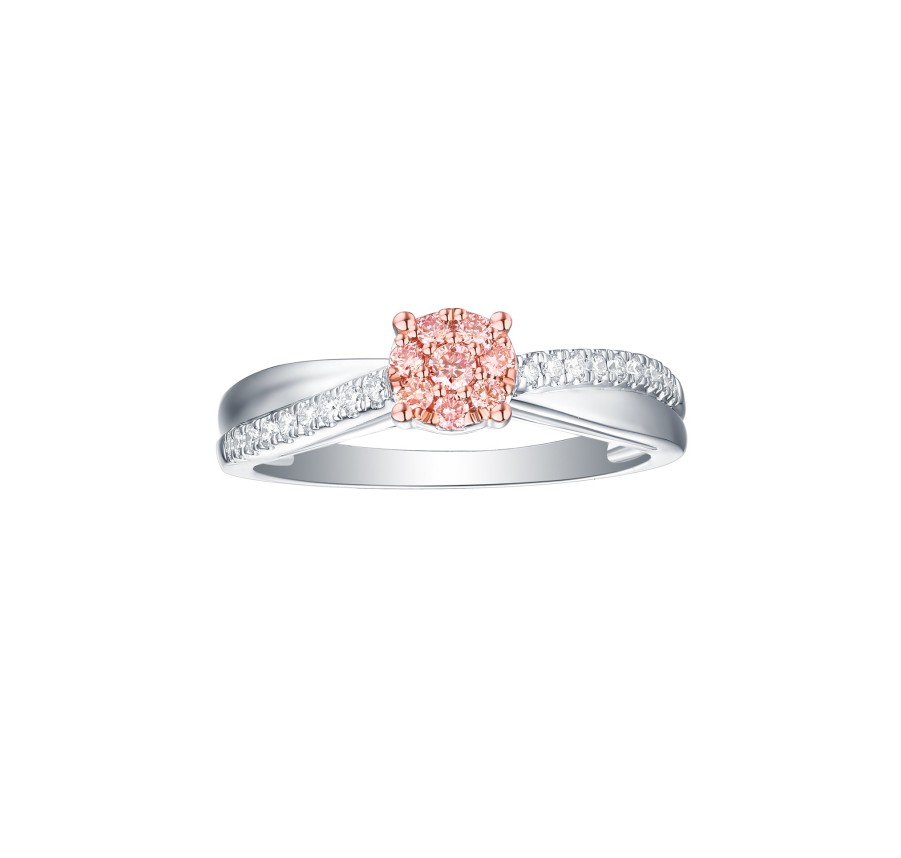 Rings Smiling Rocks | Souffle Pink 0.27Ctw Lab Grown Diamond Ring R-00503Pnk White Gold