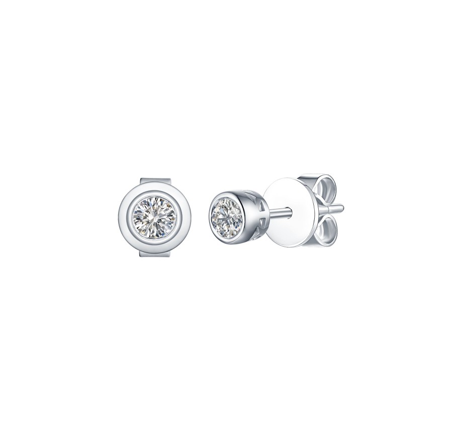 Earrings Smiling Rocks | Essentials 0.25Ct Solitaire Bezel Earrings E-00126Wht