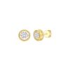 Earrings Smiling Rocks | Lab Grown 0.95Ctw Solitaire Stud Frame Earrings E-03734Wht Yellow Gold