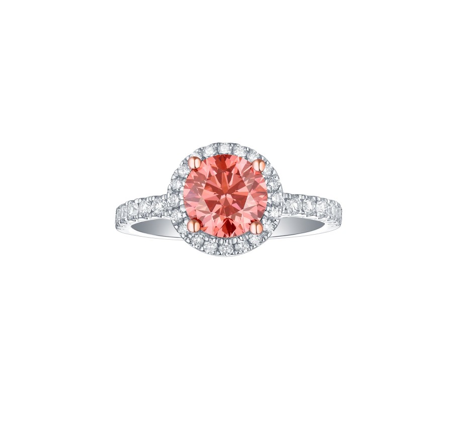 Rings Smiling Rocks | Souffle Pink 2.12Ctw Engagement Lab Grown Diamond Ring R-00477Pnk White Rose Gold