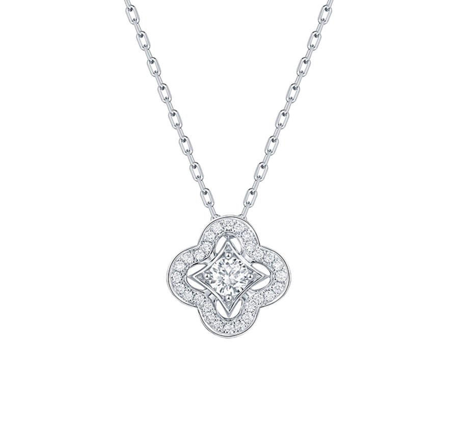 Necklaces Smiling Rocks | Lab Grown Diamond 0.38Ctw Floral Pendant P-01941Wht