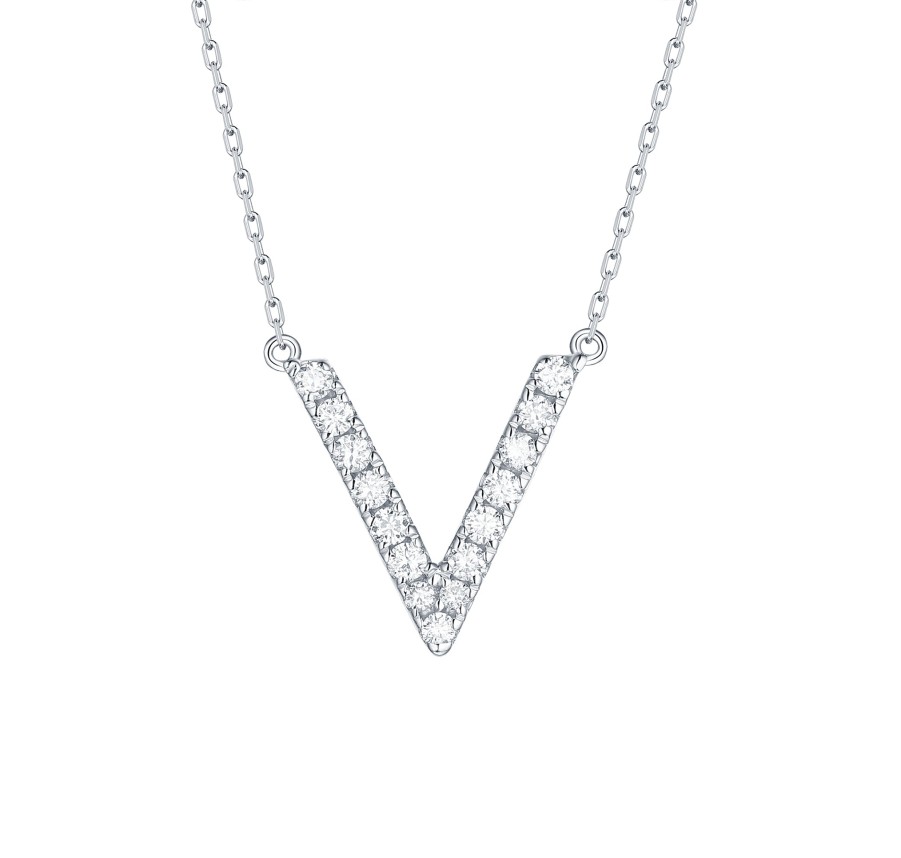 Necklaces Smiling Rocks | My Type 0.19Ct "V" Lab Grown Diamond Necklace Nl-00167Wht