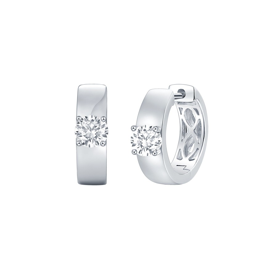 Earrings Smiling Rocks | Lab Grown Diamond 0.68Ct Round Mini Hoop Earrings