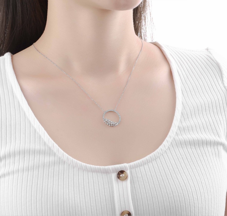 Necklaces Smiling Rocks | Drizzle 0.70Ct Lab Grown Diamond Necklace Nl-00234Wht