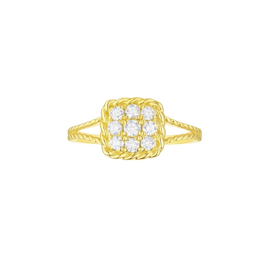 Rings Smiling Rocks | Cluster Square 0.39Ctw Lab Grown Diamond Ring R-00728Wht Yellow Gold