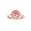 Rings Smiling Rocks | Souffle Pink 1.64Ctw Halo With Diamond Shank Ring R-00076Pnk Rose Gold